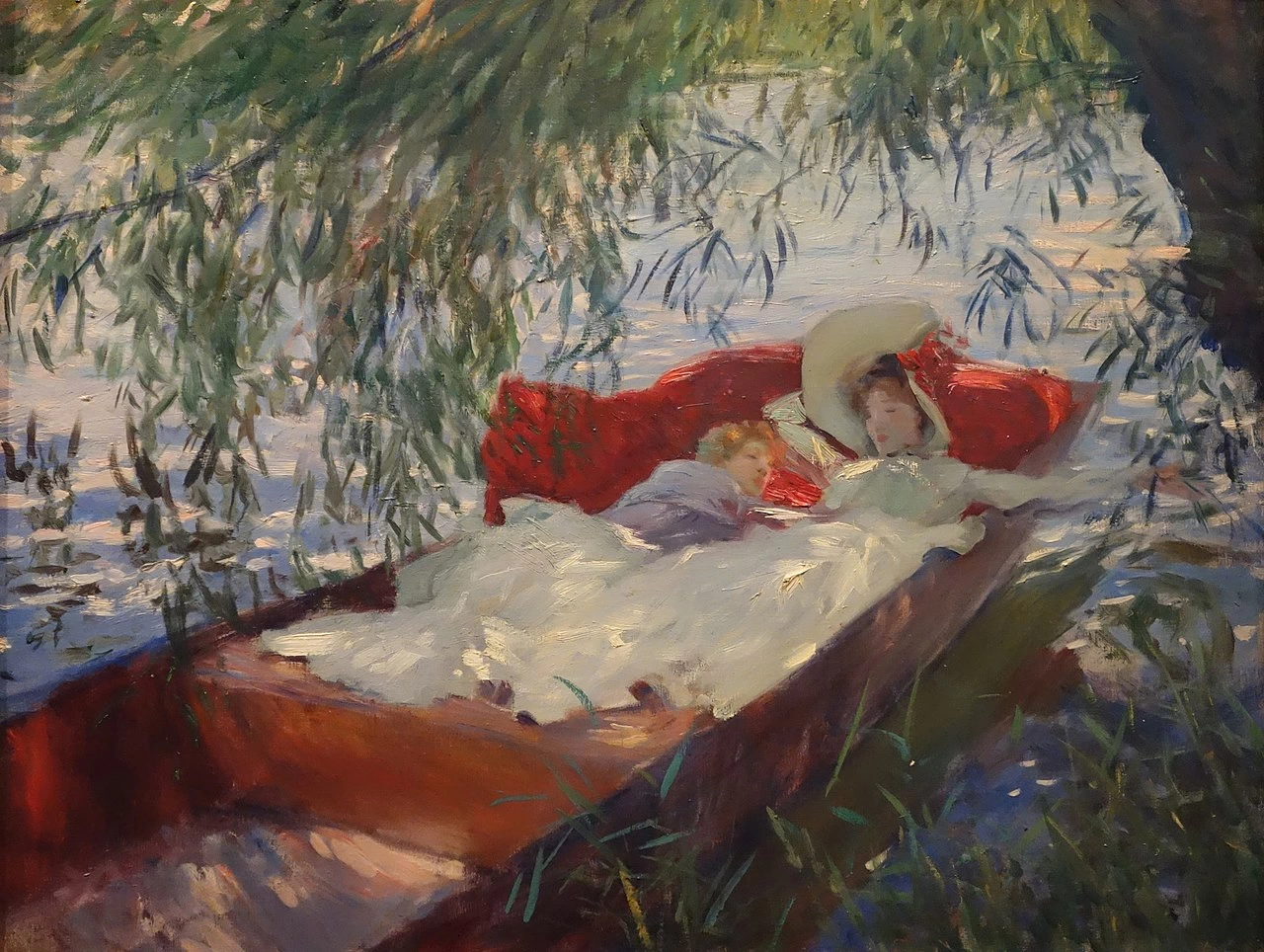 Dama e bambino addormentati in una barca sotto i salici - The Gulbenkian Museum
